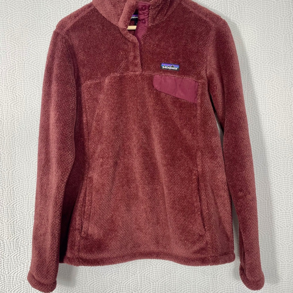 Patagonia Re-Tool Snap-T Fleece Pullover Womens Large Burgundy Polartec 25442